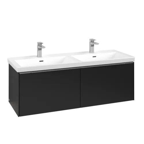 VILLEROY BOCH Subway 3.0 Vanity unit, s osvětlením, 2 výsuvy, 1272 x 429 x 478 mm, Volcano Black #C567L0VL