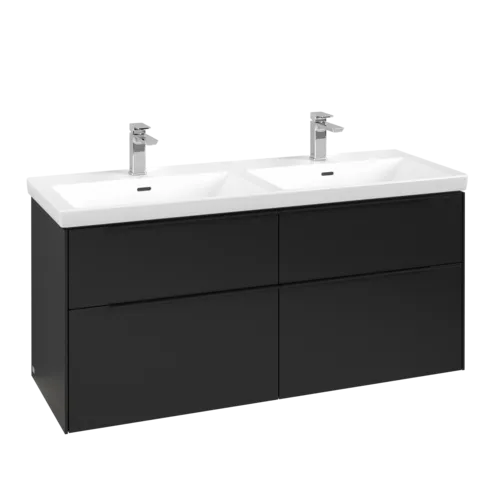 VILLEROY BOCH Subway 3.0 Vanity unit, s osvětlením, 4 výsuvy, 1272 x 576 x 478 mm, Volcano Black #C568L1VL