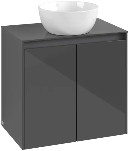 VILLEROY BOCH Toaletní skříňka Collaro, 2 dveře, 600 x 548 x 380 mm, lesklá šedá / lesklá šedá #C15000FP