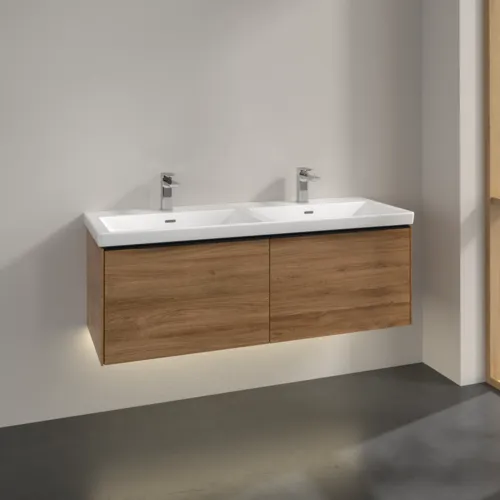 VILLEROY BOCH Subway 3.0 Vanity unit, s osvětlením, 2 výsuvy, 1272 x 429 x 478 mm, dub Kansas #C567L1RH, obrázek 2