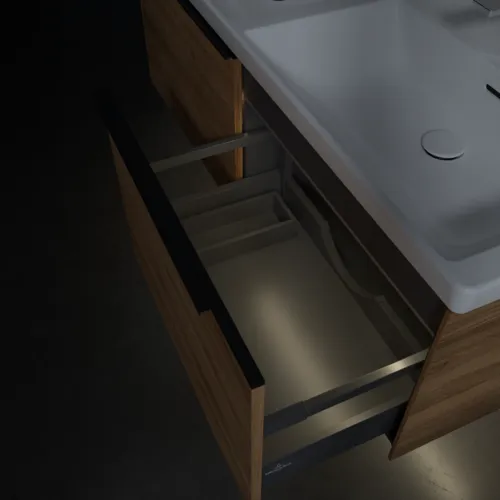 VILLEROY BOCH Subway 3.0 Vanity unit, s osvětlením, 2 výsuvy, 1272 x 429 x 478 mm, dub Kansas #C567L1RH, obrázek 8