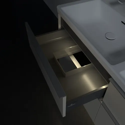 VILLEROY BOCH Subway 3.0 Vanity unit, s osvětlením, 4 výsuvy, 1272 x 576 x 478 mm, Cashmere Grey #C568L0VN, obrázek 9