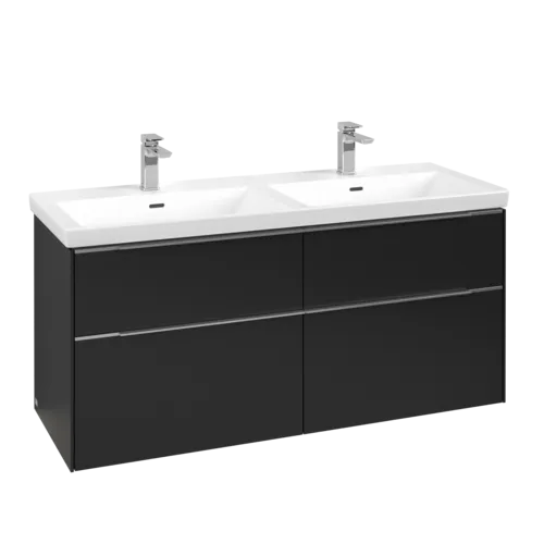 VILLEROY BOCH Subway 3.0 Vanity unit, s osvětlením, 4 výsuvy, 1272 x 576 x 478 mm, Volcano Black #C568L0VL