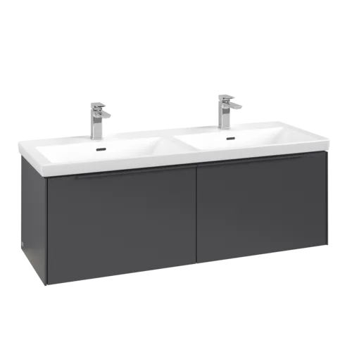 VILLEROY BOCH Subway 3.0 Vanity unit, s osvětlením, 2 výsuvy, 1272 x 429 x 478 mm, grafitová barva #C567L2VR