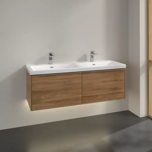 VILLEROY BOCH Subway 3.0 Vanity unit, s osvětlením, 2 výsuvy, 1272 x 429 x 478 mm, dub Kansas #C567L0RH, obrázek 2