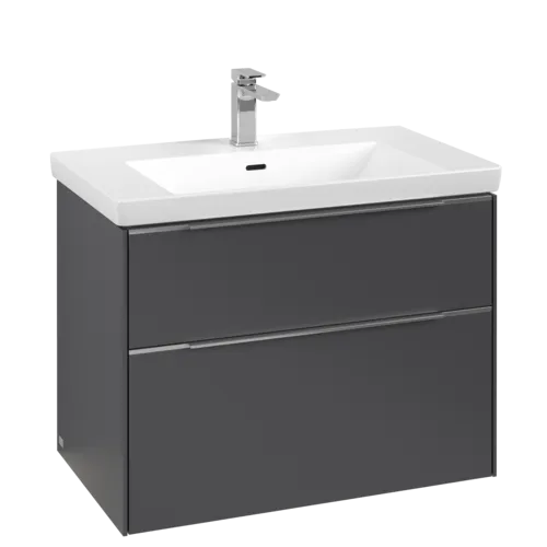 VILLEROY BOCH Subway 3.0 Vanity unit, s osvětlením, 2 výsuvy, 772 x 576 x 478 mm, grafitová barva #C574L0VR