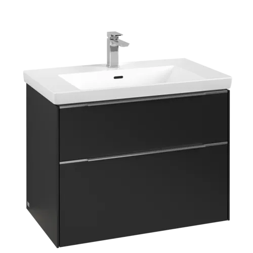 VILLEROY BOCH Subway 3.0 Vanity unit, s osvětlením, 2 výsuvy, 772 x 576 x 478 mm, Volcano Black #C574L0VL