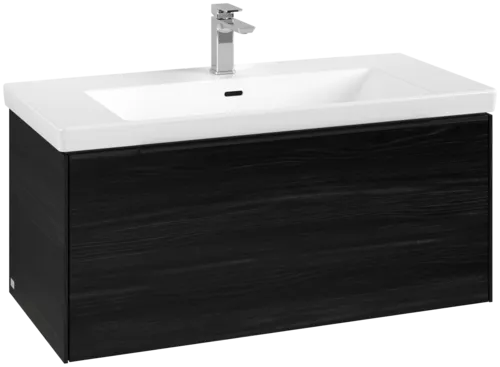 VILLEROY BOCH Subway 3.0 Vanity unit, s osvětlením, 1 zásuvka, 973 x 429 x 478 mm, černý dub #C569L1AB