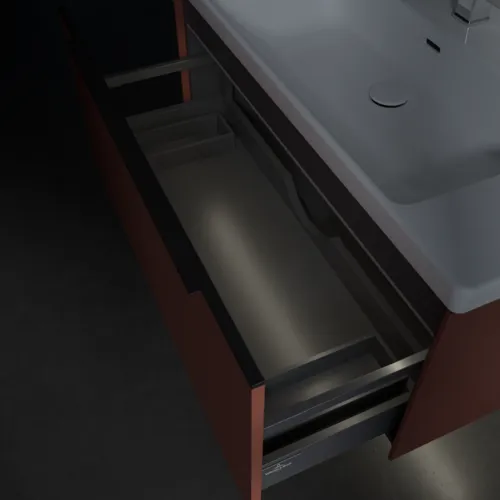 VILLEROY BOCH Subway 3.0 Vanity unit, s osvětlením, 1 zásuvka, 973 x 429 x 478 mm, vínově červená #C569L1AH, obrázek 8