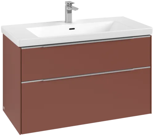 VILLEROY BOCH Subway 3.0 Vanity unit, s osvětlením, 2 výsuvy, 973 x 576 x 478 mm, vínově červená #C570L0AH