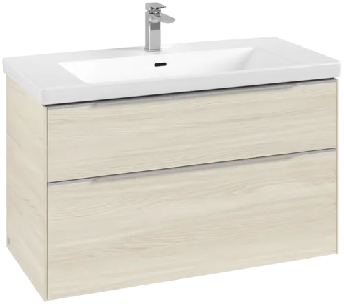 VILLEROY BOCH Subway 3.0 Vanity unit, s osvětlením, 2 výsuvy, 973 x 576 x 478 mm, bílý dub #C570L0AA
