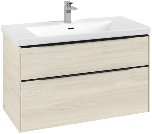 VILLEROY BOCH Subway 3.0 Vanity unit, s osvětlením, 2 výsuvy, 973 x 576 x 478 mm, bílý dub #C570L1AA
