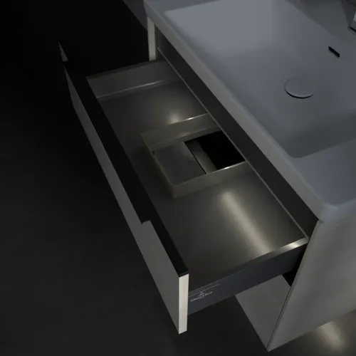 VILLEROY BOCH Subway 3.0 Vanity unit, s osvětlením, 2 výsuvy, 772 x 576 x 478 mm, bílý dub #C574L1AA, obrázek 9