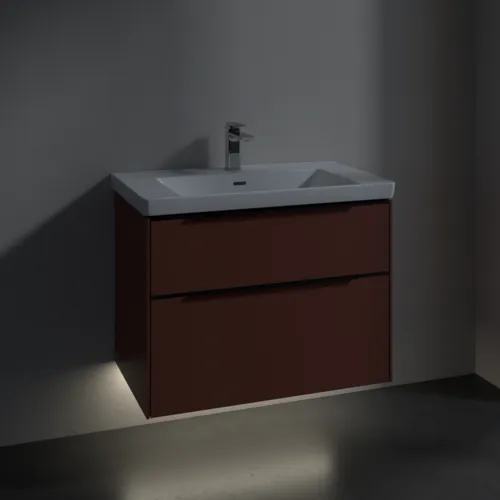 VILLEROY BOCH Subway 3.0 Vanity unit, s osvětlením, 2 výsuvy, 772 x 576 x 478 mm, vínově červená #C574L1AH, obrázek 5