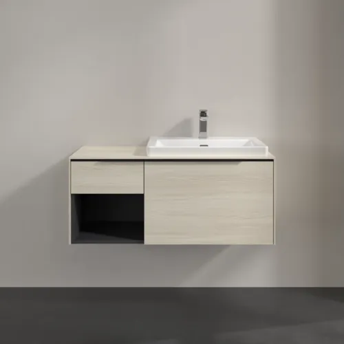 VILLEROY BOCH Subway 3.0 Vanity unit, s osvětlením, 2 výsuvy, 1001 x 423 x 516 mm, bílý dub / bílý dub #C571L1AA, obrázek 3