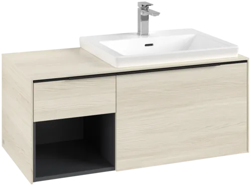 VILLEROY BOCH Subway 3.0 Vanity unit, s osvětlením, 2 výsuvy, 1001 x 423 x 516 mm, bílý dub / bílý dub #C571L1AA