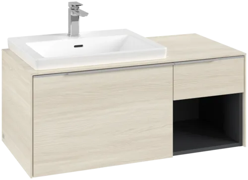 VILLEROY BOCH Subway 3.0 Vanity unit, s osvětlením, 2 výsuvy, 1001 x 423 x 516 mm, bílý dub / bílý dub #C572L0AA