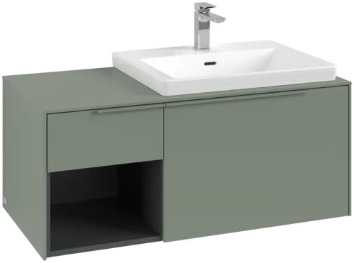VILLEROY BOCH Subway 3.0 Vanity unit, s osvětlením, 2 výsuvy, 1001 x 423 x 516 mm, Soft Green / Soft Green #C571L2AF