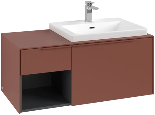 VILLEROY BOCH Subway 3.0 Vanity unit, s osvětlením, 2 výsuvy, 1001 x 423 x 516 mm, Vínově červená / Vínově červená #C571L2AH