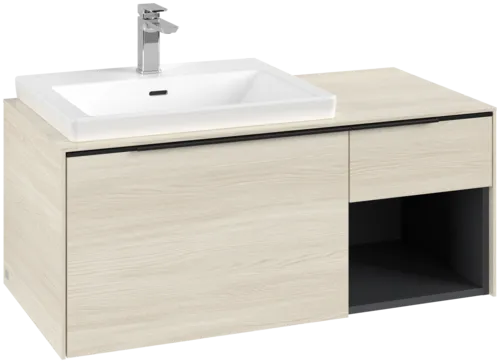 VILLEROY BOCH Subway 3.0 Vanity unit, s osvětlením, 2 výsuvy, 1001 x 423 x 516 mm, bílý dub / bílý dub #C572L1AA