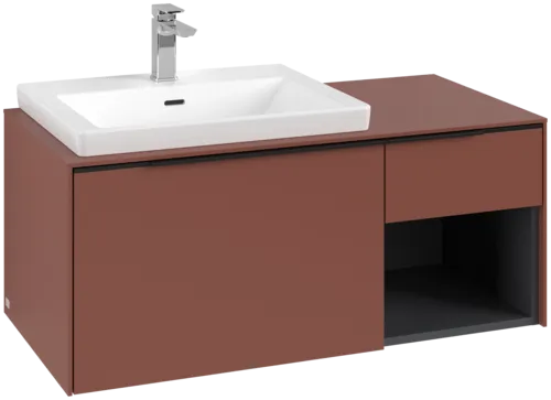 VILLEROY BOCH Subway 3.0 Vanity unit, s osvětlením, 2 výsuvy, 1001 x 423 x 516 mm, Vínově červená / Vínově červená #C572L1AH