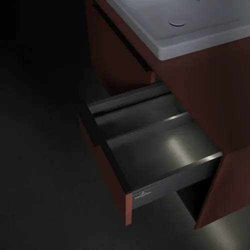 VILLEROY BOCH Subway 3.0 Vanity unit, s osvětlením, 2 výsuvy, 1001 x 423 x 516 mm, Vínově červená / Vínově červená #C572L1AH, obrázek 9