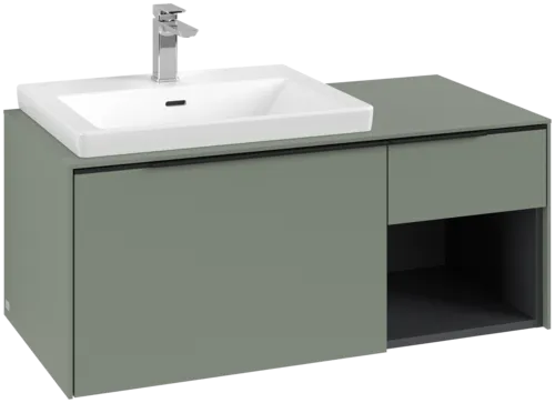 VILLEROY BOCH Subway 3.0 Vanity unit, s osvětlením, 2 výsuvy, 1001 x 423 x 516 mm, Soft Green / Soft Green #C572L1AF