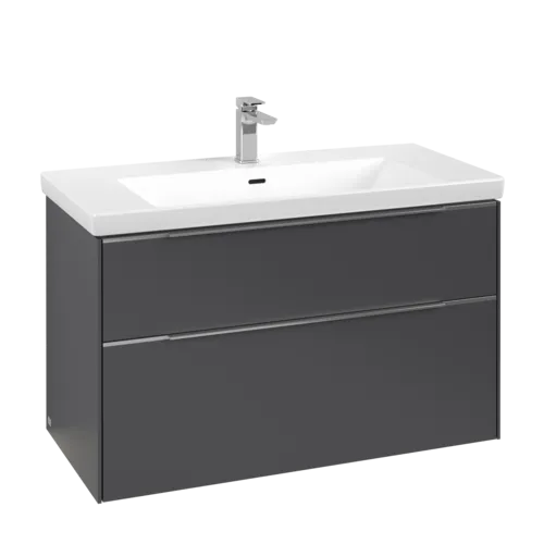 VILLEROY BOCH Subway 3.0 Vanity unit, s osvětlením, 2 výsuvy, 973 x 576 x 478 mm, grafitová barva #C570L0VR