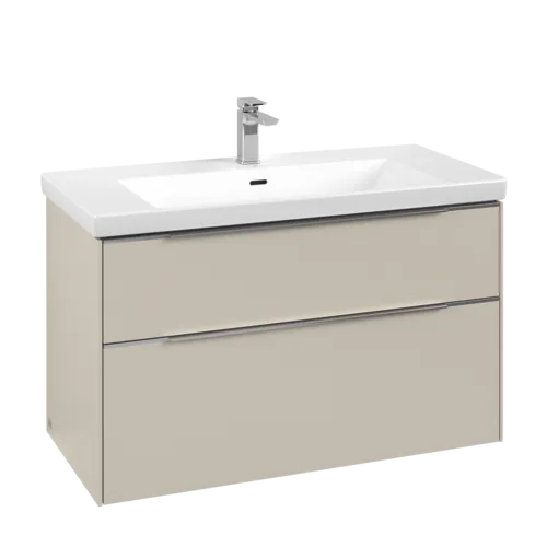 VILLEROY BOCH Subway 3.0 Vanity unit, s osvětlením, 2 výsuvy, 973 x 576 x 478 mm, Cashmere Grey #C570L0VN