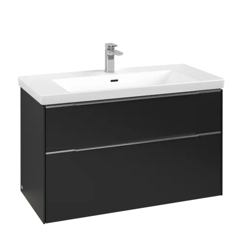 VILLEROY BOCH Subway 3.0 Vanity unit, s osvětlením, 2 výsuvy, 973 x 576 x 478 mm, Volcano Black #C570L0VL