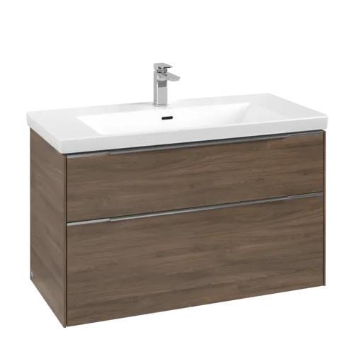 VILLEROY BOCH Subway 3.0 Vanity unit, s osvětlením, 2 výsuvy, 973 x 576 x 478 mm, Arizona Oak #C570L0VH