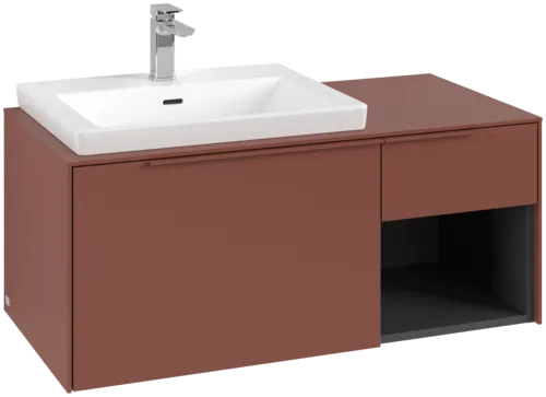 VILLEROY BOCH Subway 3.0 Vanity unit, s osvětlením, 2 výsuvy, 1001 x 423 x 516 mm, Vínově červená / Vínově červená #C572L2AH