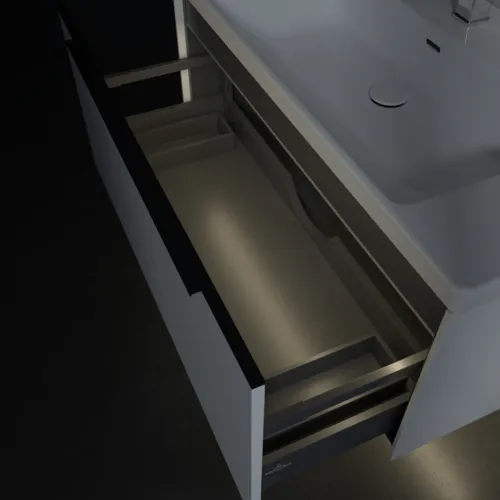 VILLEROY BOCH Subway 3.0 Vanity unit, s osvětlením, 1 zásuvka, 973 x 429 x 478 mm, Brilliant White #C569L1VE, obrázek 8