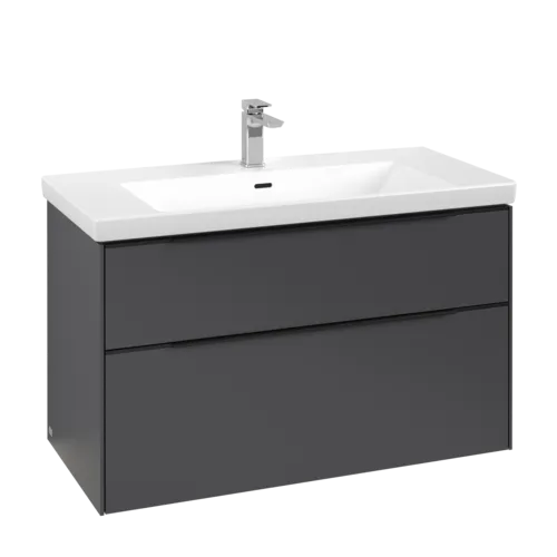 VILLEROY BOCH Subway 3.0 Vanity unit, s osvětlením, 2 výsuvy, 973 x 576 x 478 mm, grafitová barva #C570L1VR