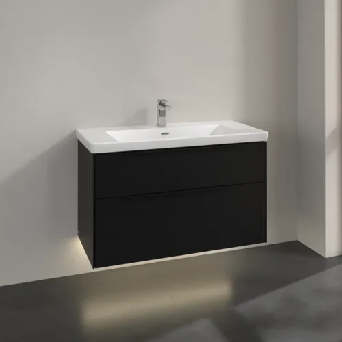 VILLEROY BOCH Subway 3.0 Vanity unit, s osvětlením, 2 výsuvy, 973 x 576 x 478 mm, Volcano Black #C570L1VL, obrázek 2