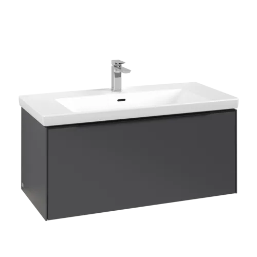 VILLEROY BOCH Subway 3.0 Vanity unit, s osvětlením, 1 zásuvka, 973 x 429 x 478 mm, grafitová barva #C569L1VR