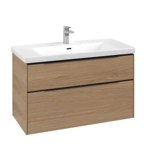 VILLEROY BOCH Subway 3.0 Vanity unit, s osvětlením, 2 výsuvy, 973 x 576 x 478 mm, severský dub #C570L1VJ