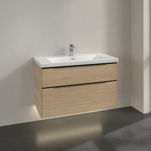 VILLEROY BOCH Subway 3.0 Vanity unit, s osvětlením, 2 výsuvy, 973 x 576 x 478 mm, severský dub #C570L1VJ, obrázek 2