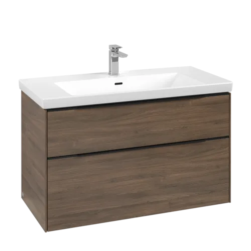 VILLEROY BOCH Subway 3.0 Vanity unit, s osvětlením, 2 výsuvy, 973 x 576 x 478 mm, Arizona Oak #C570L1VH