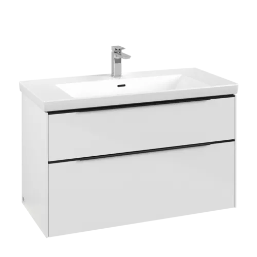 VILLEROY BOCH Subway 3.0 Vanity unit, s osvětlením, 2 výsuvy, 973 x 576 x 478 mm, Brilliant White #C570L1VE