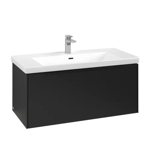 VILLEROY BOCH Subway 3.0 Vanity unit, s osvětlením, 1 zásuvka, 973 x 429 x 478 mm, Volcano Black #C569L1VL
