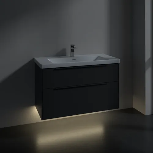 VILLEROY BOCH Subway 3.0 Vanity unit, s osvětlením, 2 výsuvy, 973 x 576 x 478 mm, grafitová barva #C570L2VR, obrázek 5