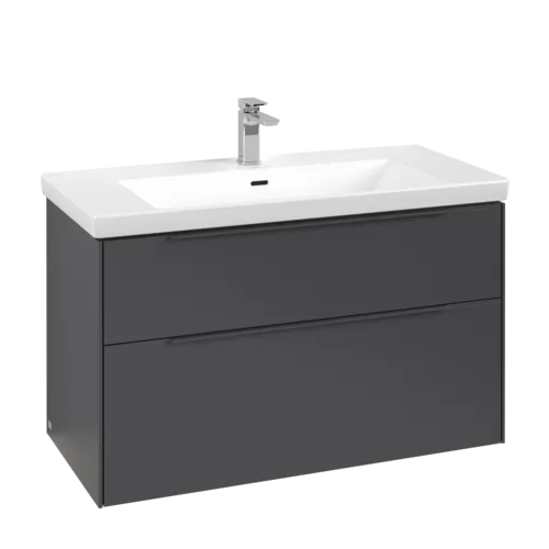 VILLEROY BOCH Subway 3.0 Vanity unit, s osvětlením, 2 výsuvy, 973 x 576 x 478 mm, grafitová barva #C570L2VR