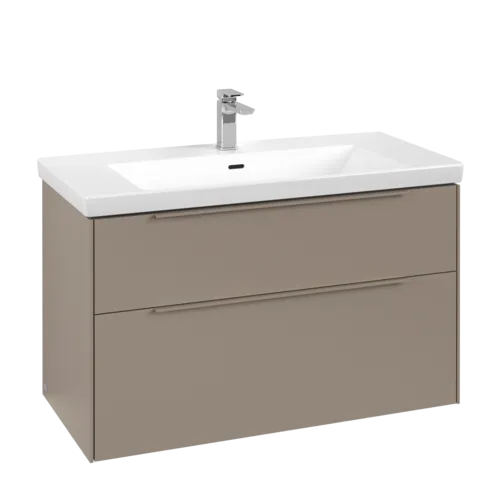 VILLEROY BOCH Subway 3.0 Vanity unit, s osvětlením, 2 výsuvy, 973 x 576 x 478 mm, taupe #C570L2VM