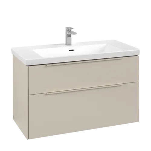 VILLEROY BOCH Subway 3.0 Vanity unit, s osvětlením, 2 výsuvy, 973 x 576 x 478 mm, Cashmere Grey #C570L2VN