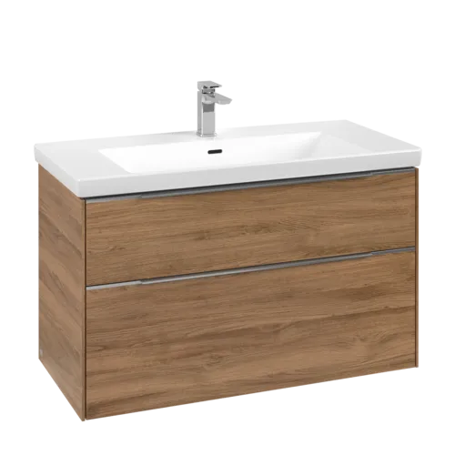 VILLEROY BOCH Subway 3.0 Vanity unit, s osvětlením, 2 výsuvy, 973 x 576 x 478 mm, dub Kansas #C570L0RH