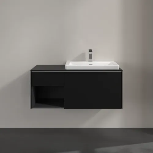 VILLEROY BOCH Subway 3.0 Vanity unit, s osvětlením, 2 výsuvy, 1001 x 423 x 516 mm, Volcano Black / Volcano Black #C571L0VL, obrázek 3