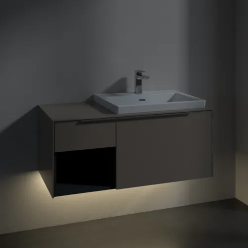 VILLEROY BOCH Subway 3.0 Vanity unit, s osvětlením, 2 výsuvy, 1001 x 423 x 516 mm, taupe / taupe #C571L0VM, obrázek 5