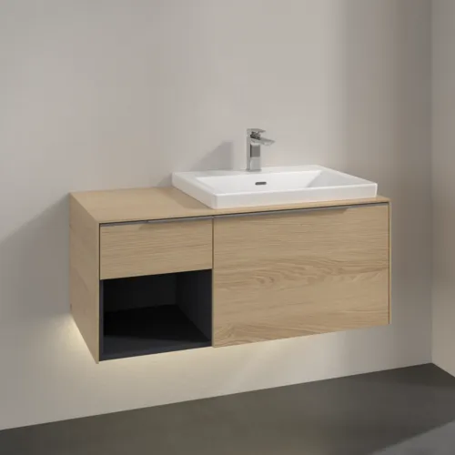 VILLEROY BOCH Subway 3.0 Vanity unit, s osvětlením, 2 výsuvy, 1001 x 423 x 516 mm, Severský dub / Severský dub #C571L0VJ, obrázek 2