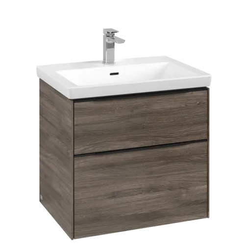 VILLEROY BOCH Subway 3.0 Vanity unit, s osvětlením, 2 výsuvy, 622 x 576 x 478 mm, Stone Oak #C576L1RK